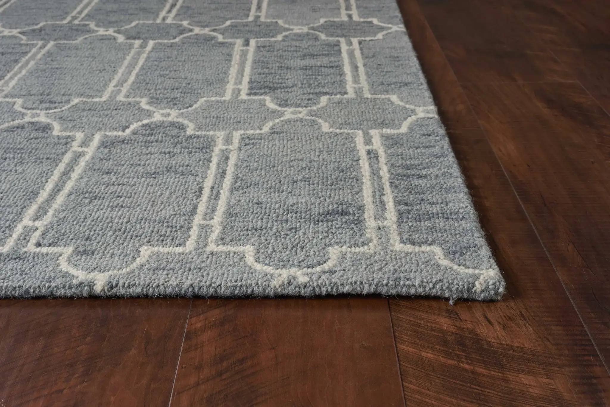 3' X 5' Slate Blue Hand Tufted Geometric Indoor Area Rug - Image 7