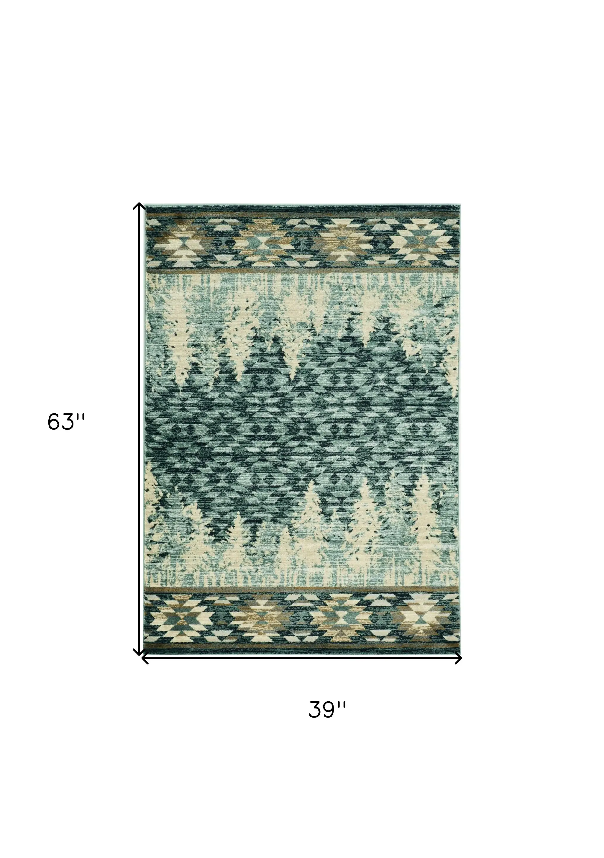 3' X 5' Slate Blue Southwestern Area Rug - Image 3