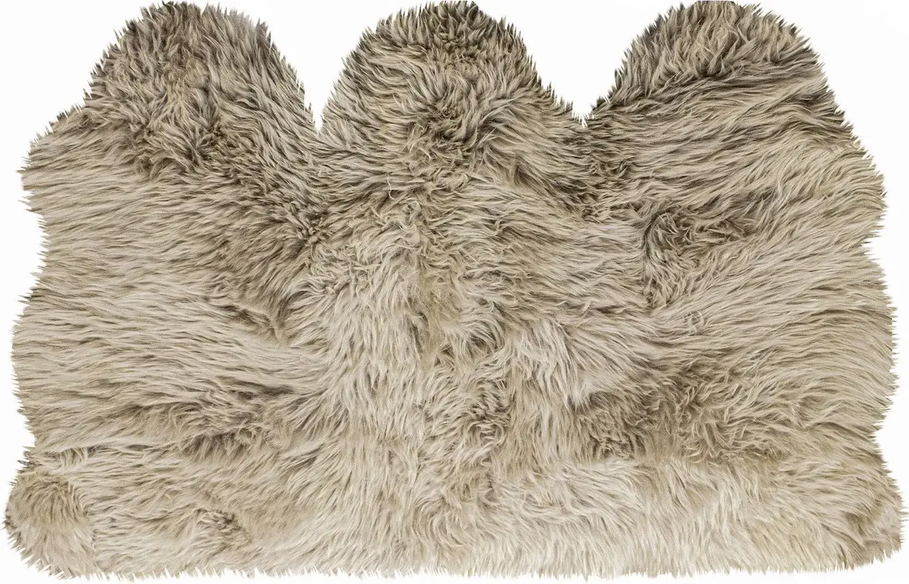 3' X 5' Taupe Natural Sheepskin Area Rug - Image 2