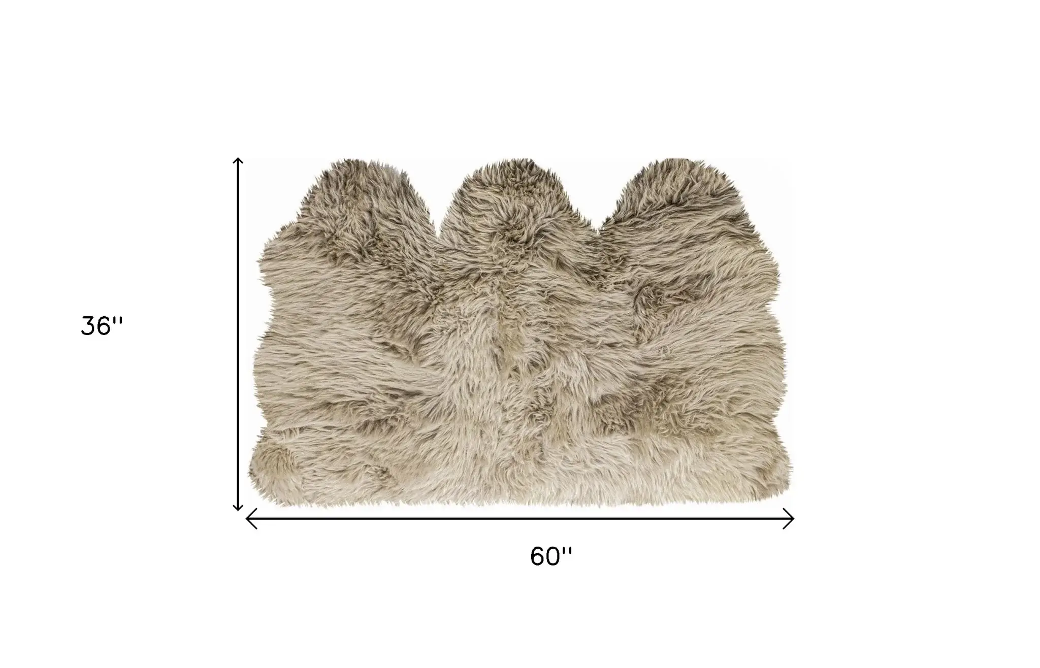 3' X 5' Taupe Natural Sheepskin Area Rug - Image 3