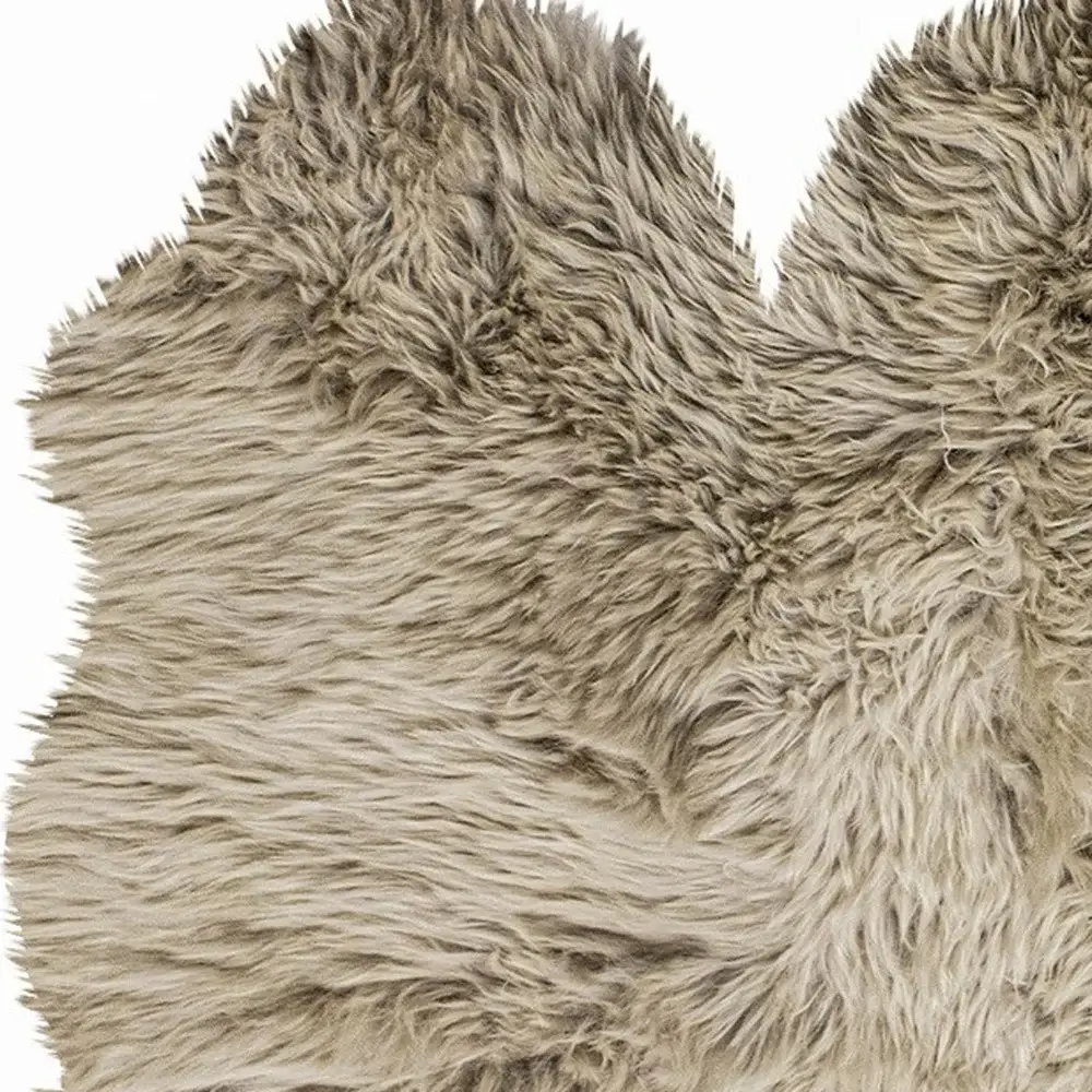 3' X 5' Taupe Natural Sheepskin Area Rug - Image 5