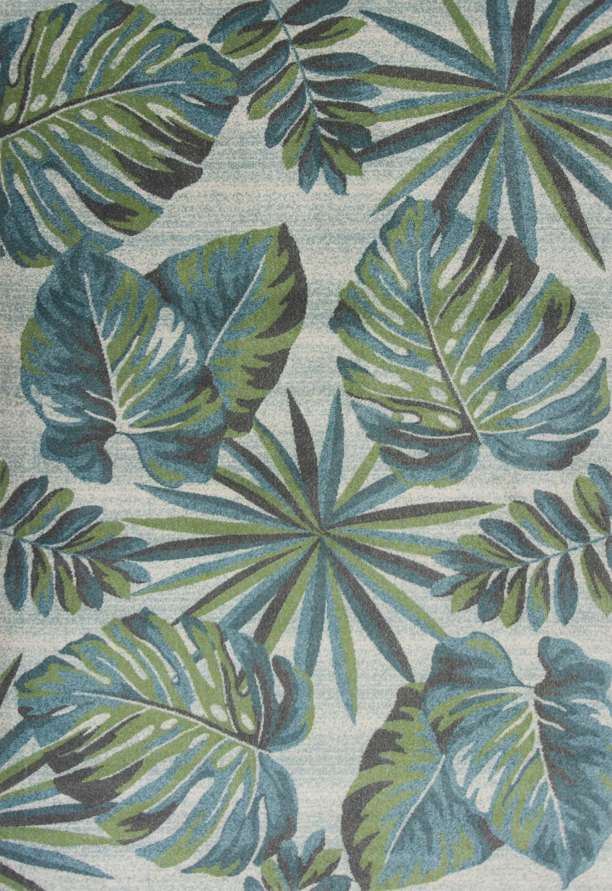 3' X 5' Teal and Ivory Tropical Floral Area Rug - Image 2