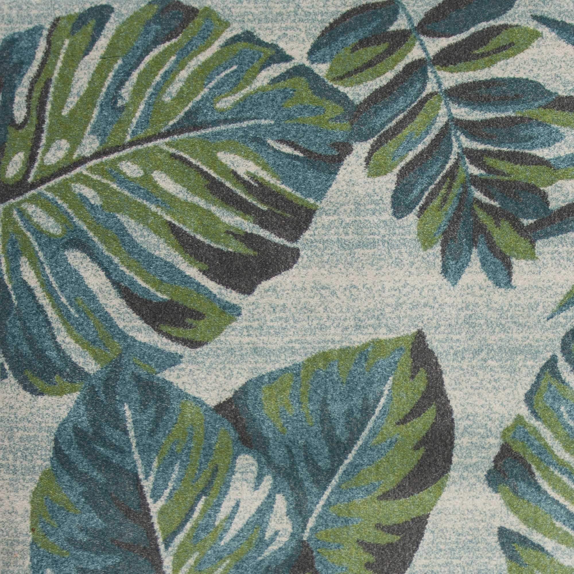3' X 5' Teal and Ivory Tropical Floral Area Rug - Image 8