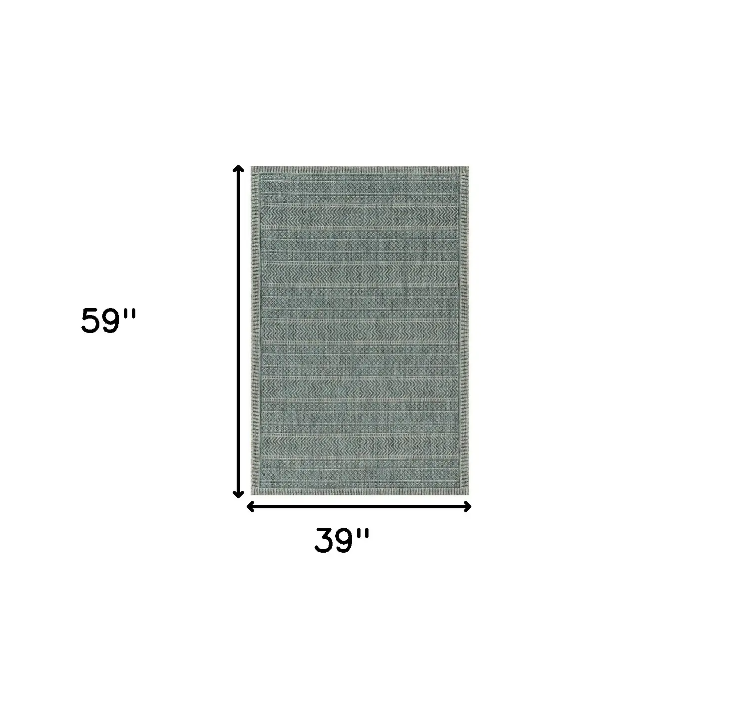 3' X 5' Teal Blue Geometric Indoor Outdoor Area Rug - Image 3