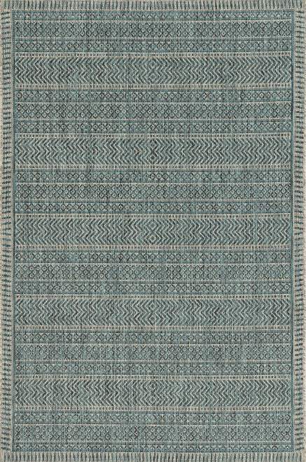 3' X 5' Teal Blue Geometric Indoor Outdoor Area Rug - Image 4