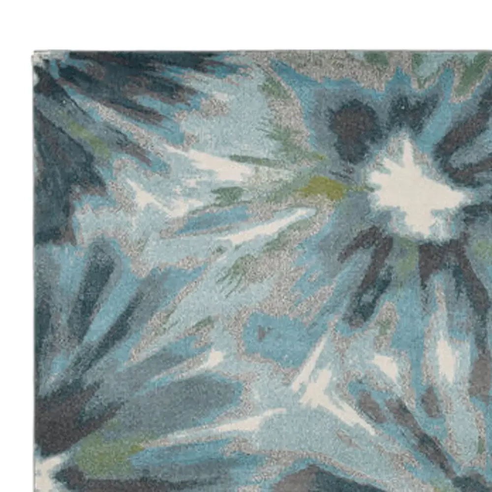 3' X 5' Teal Floral Area Rug - Image 3