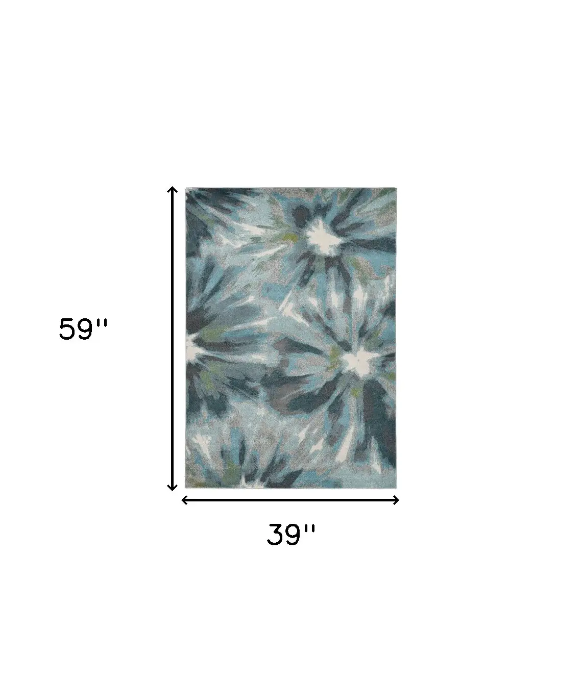 3' X 5' Teal Floral Area Rug - Image 5