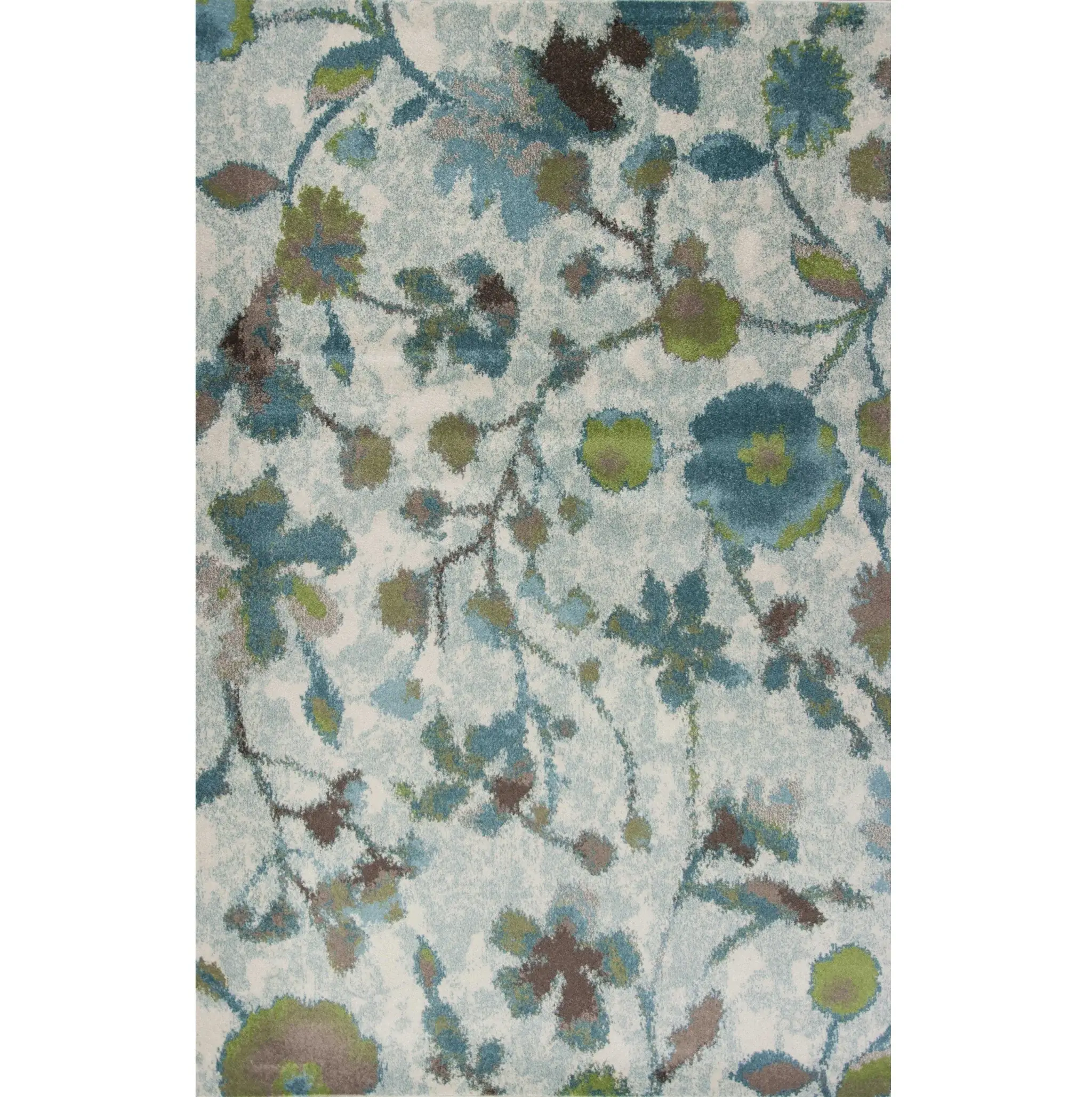 3' X 5' Teal Floral Vines Area Rug - Image 2