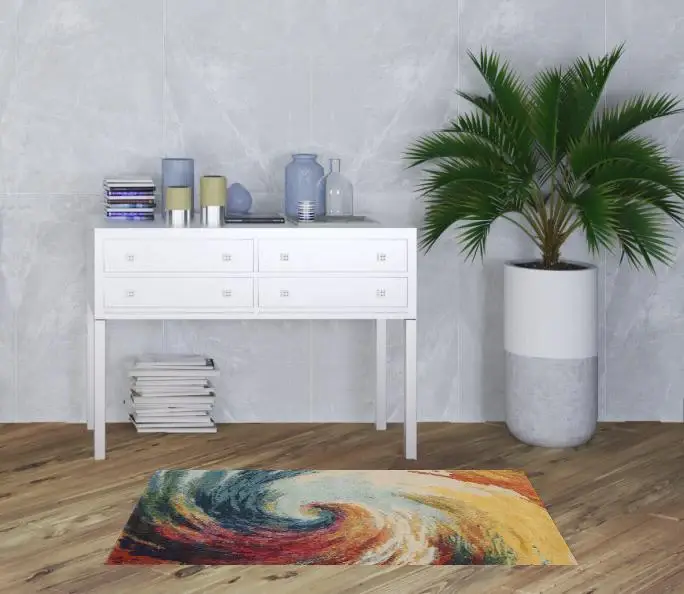 3' X 5' Wave Abstract Power Loom Non Skid Area Rug - Image 2