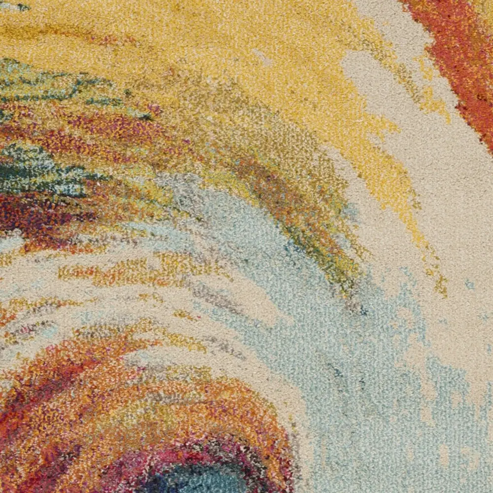 3' X 5' Wave Abstract Power Loom Non Skid Area Rug - Image 3