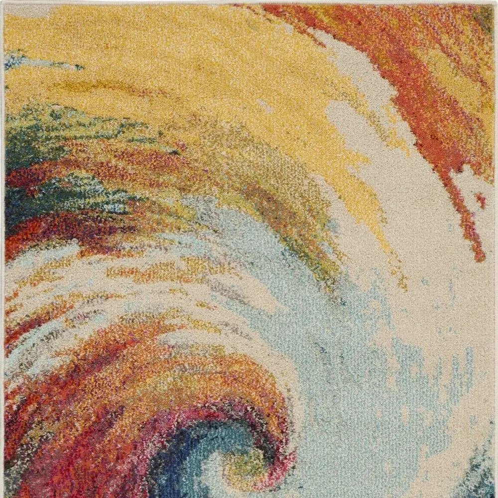 3' X 5' Wave Abstract Power Loom Non Skid Area Rug - Image 4