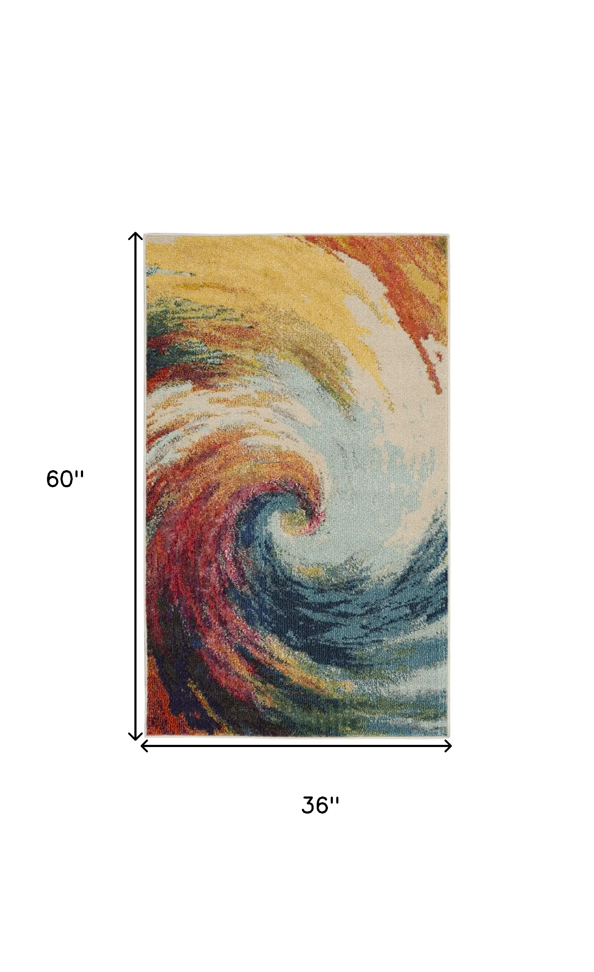3' X 5' Wave Abstract Power Loom Non Skid Area Rug - Image 5