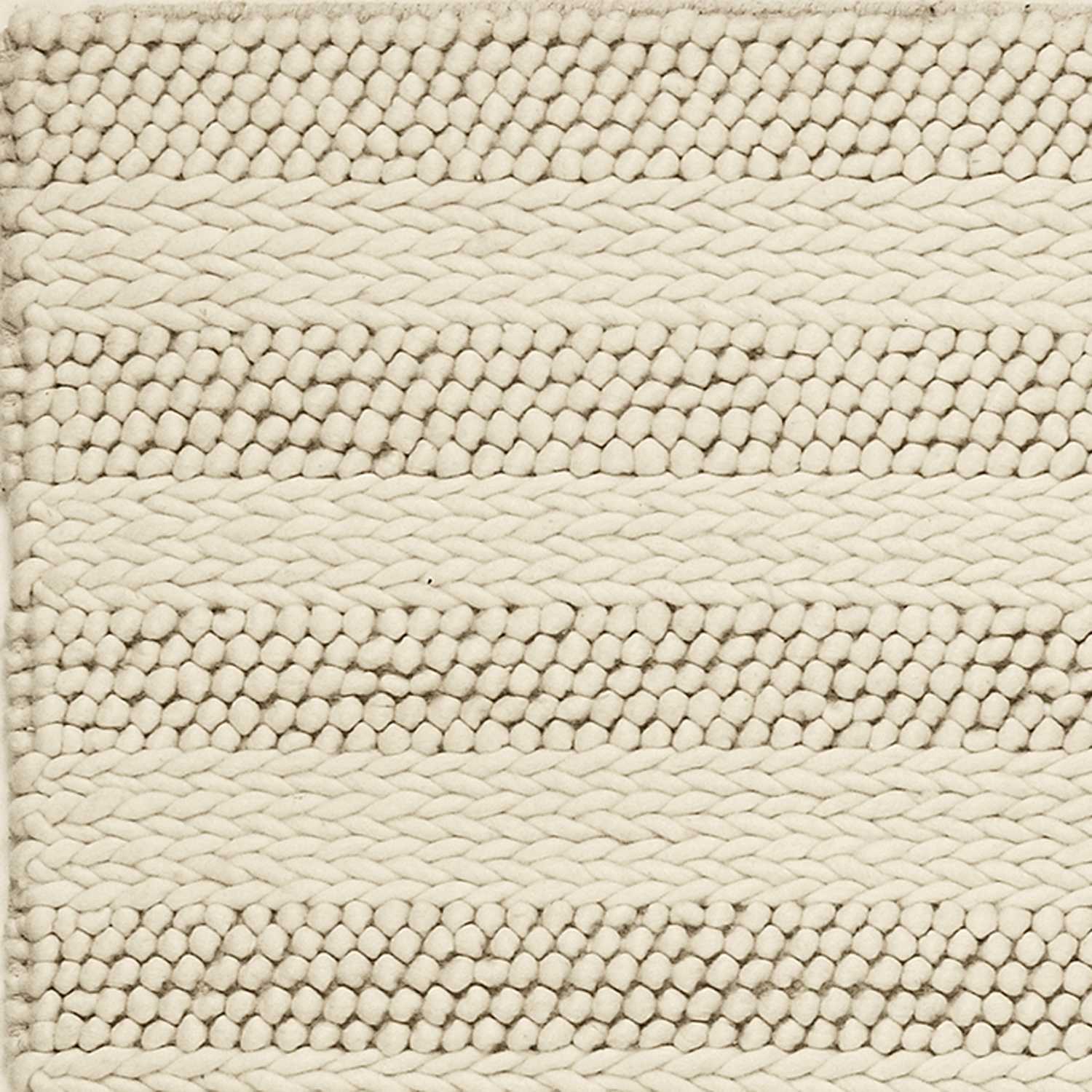 3' X 5' White Ivory Hand Woven Knobby Cornish Stripe Indoor Area Rug - Image 3
