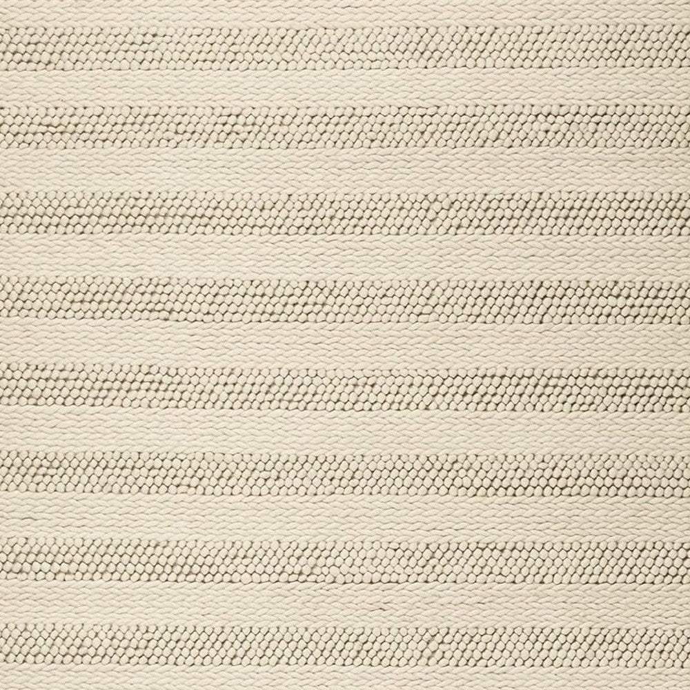 3' X 5' White Ivory Hand Woven Knobby Cornish Stripe Indoor Area Rug - Image 4