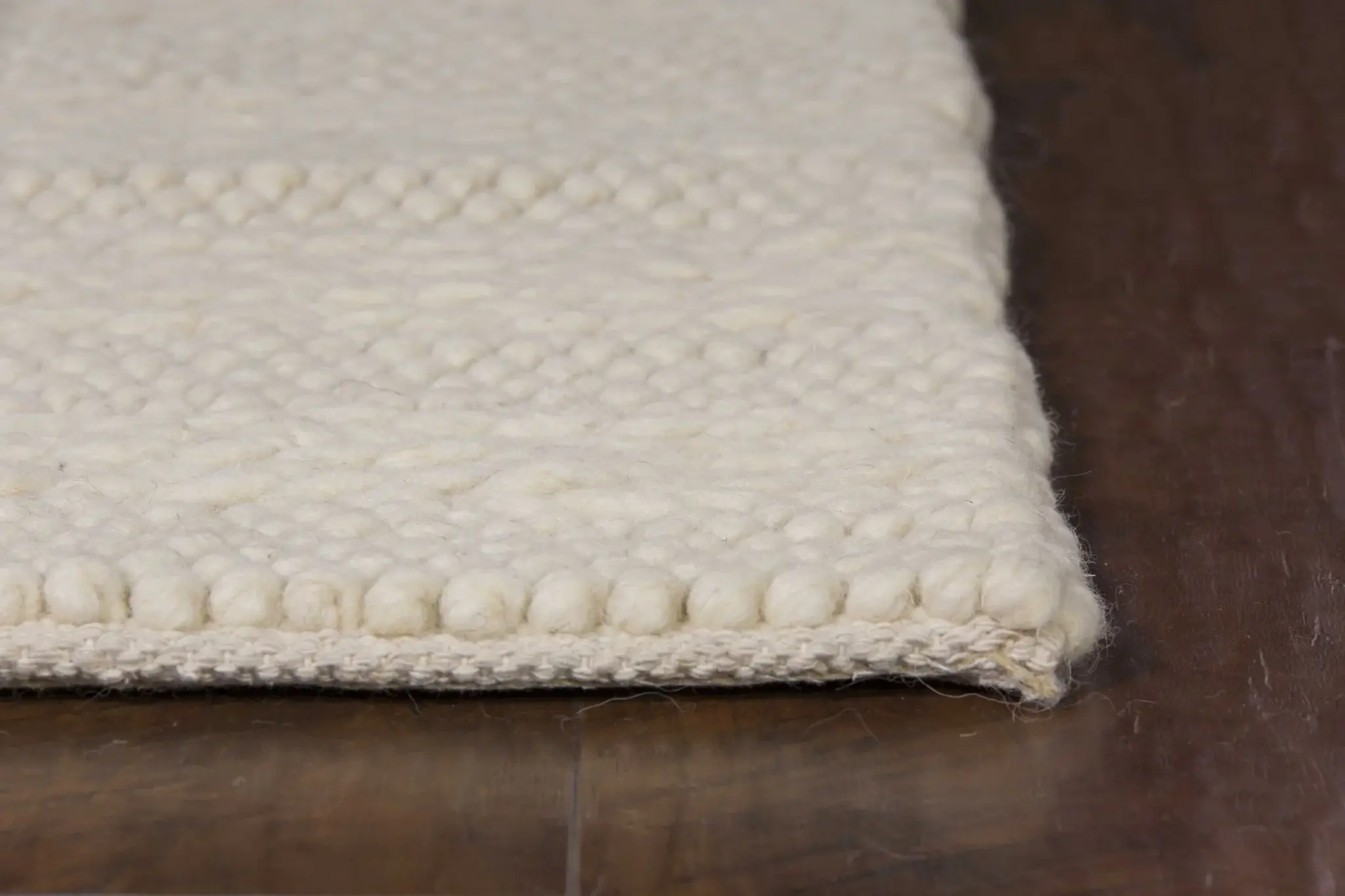 3' X 5' White Ivory Hand Woven Knobby Cornish Stripe Indoor Area Rug - Image 5