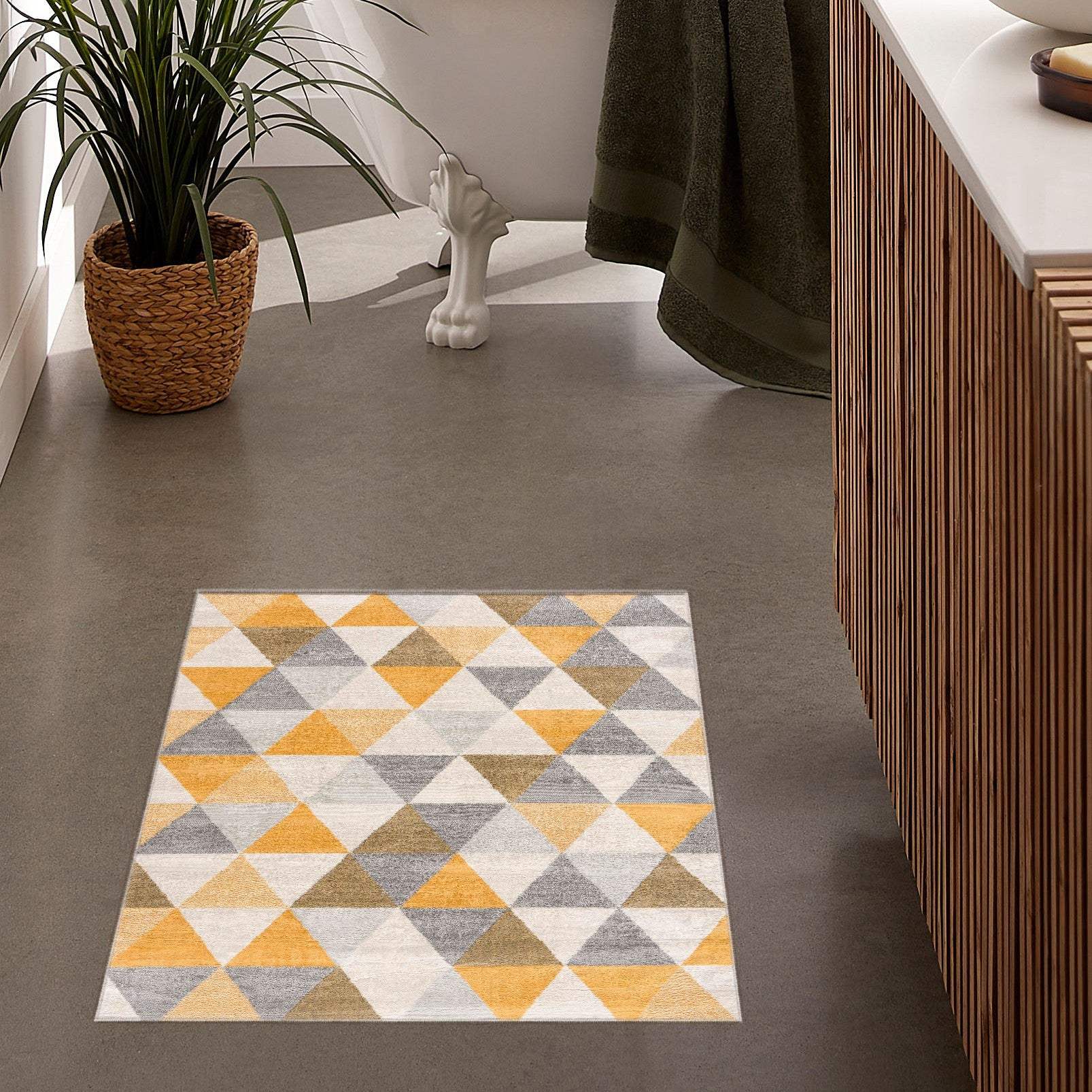 3' X 5' Yellow and Ivory Geometric Area Rug - Image 7