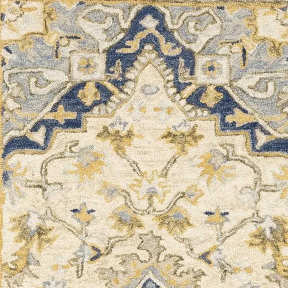 3' X 8' Blue And Ivory Bohemian Runner Rug - Image 2