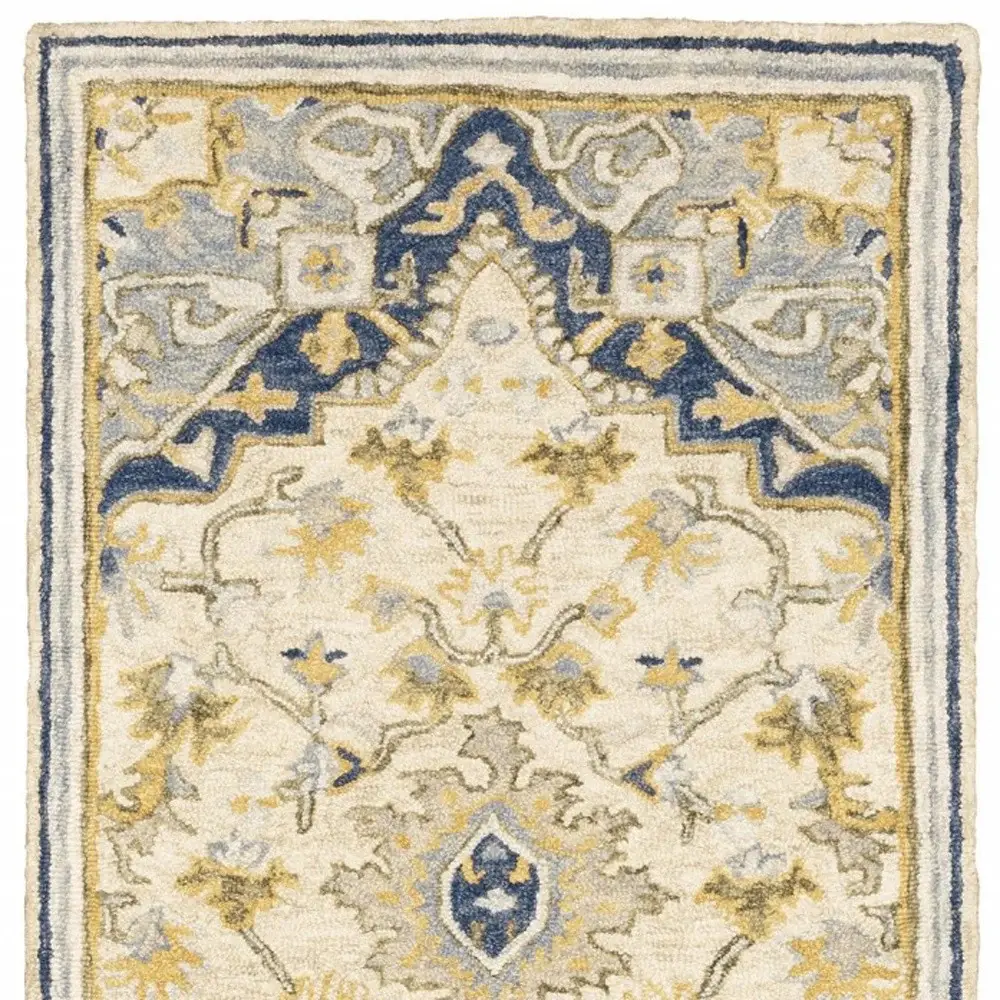 3' X 8' Blue And Ivory Bohemian Runner Rug - Image 3