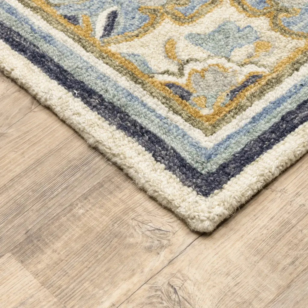 3' X 8' Blue And Ivory Bohemian Runner Rug - Image 4
