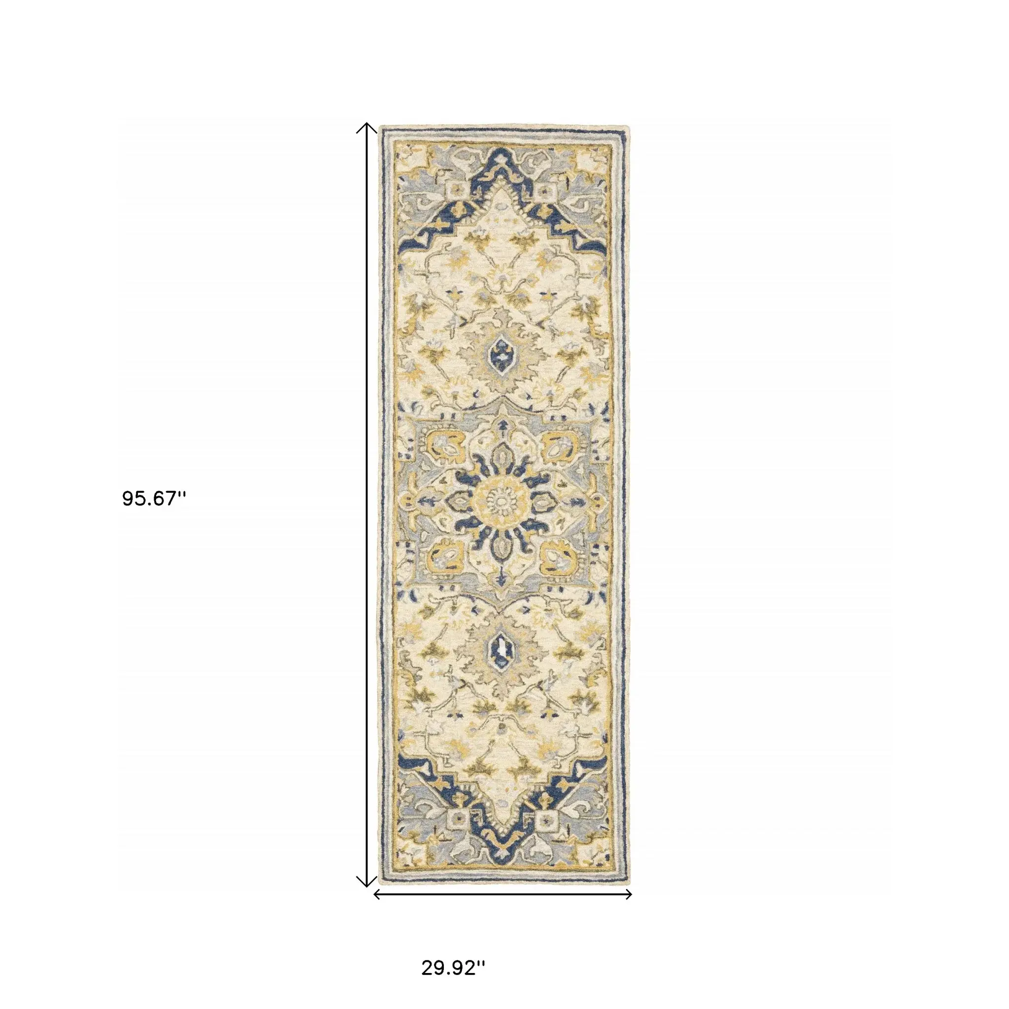 3' X 8' Blue And Ivory Bohemian Runner Rug - Image 5