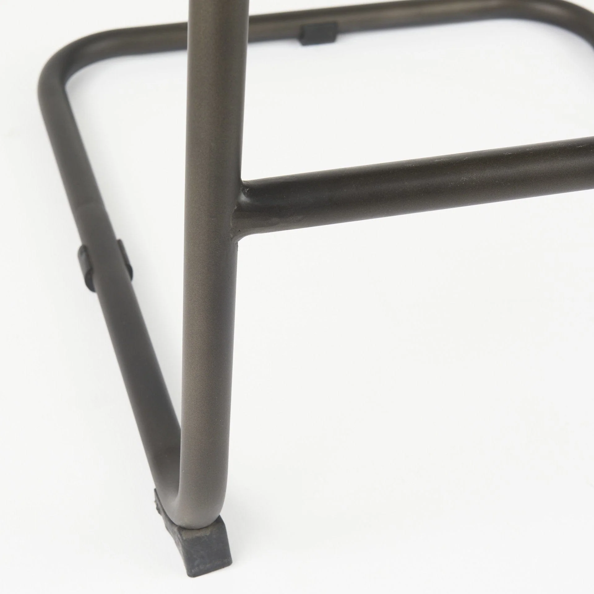 30" Black And Gunmetal Gray Leather And Iron Bar Height Bar Chair - Image 8