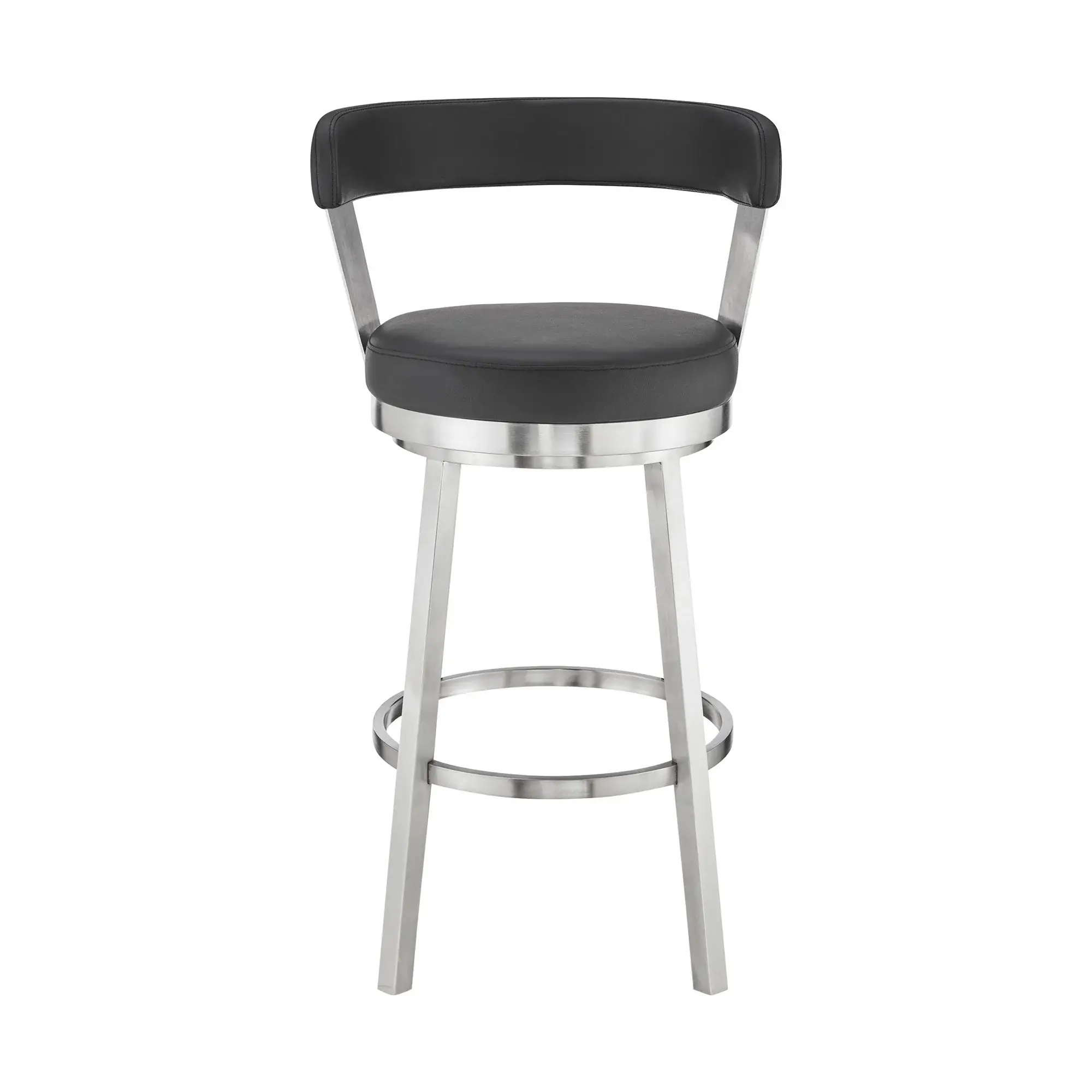 30" Black And Silver Iron Swivel Backless Bar Height Bar Chair - Image 2