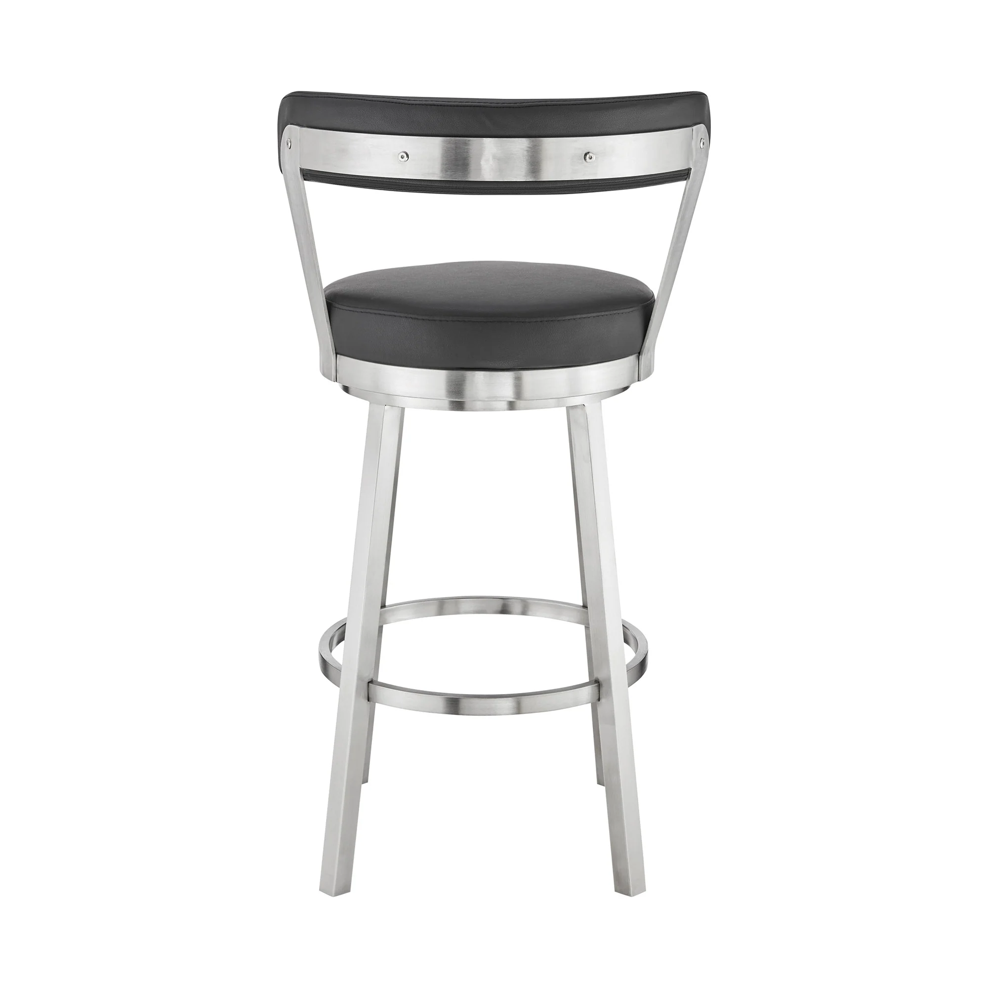 30" Black And Silver Iron Swivel Backless Bar Height Bar Chair - Image 5