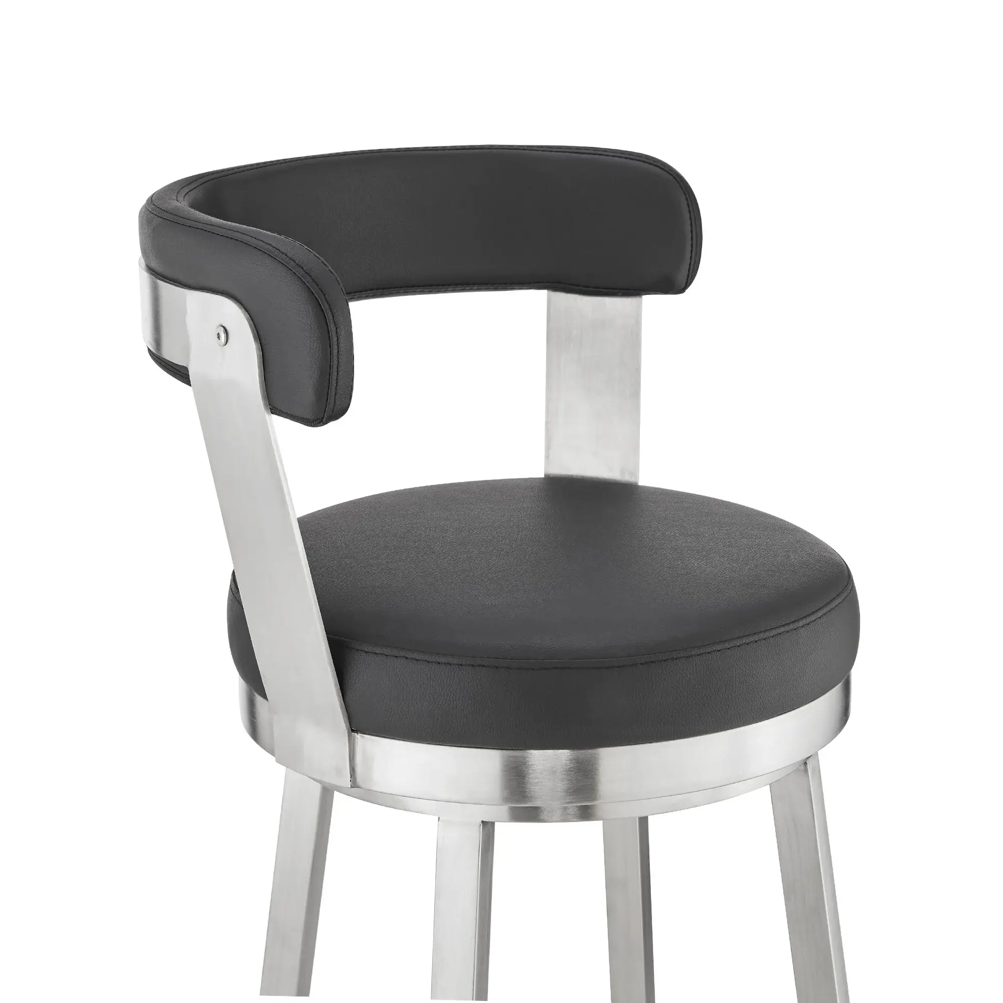 30" Black And Silver Iron Swivel Backless Bar Height Bar Chair - Image 6