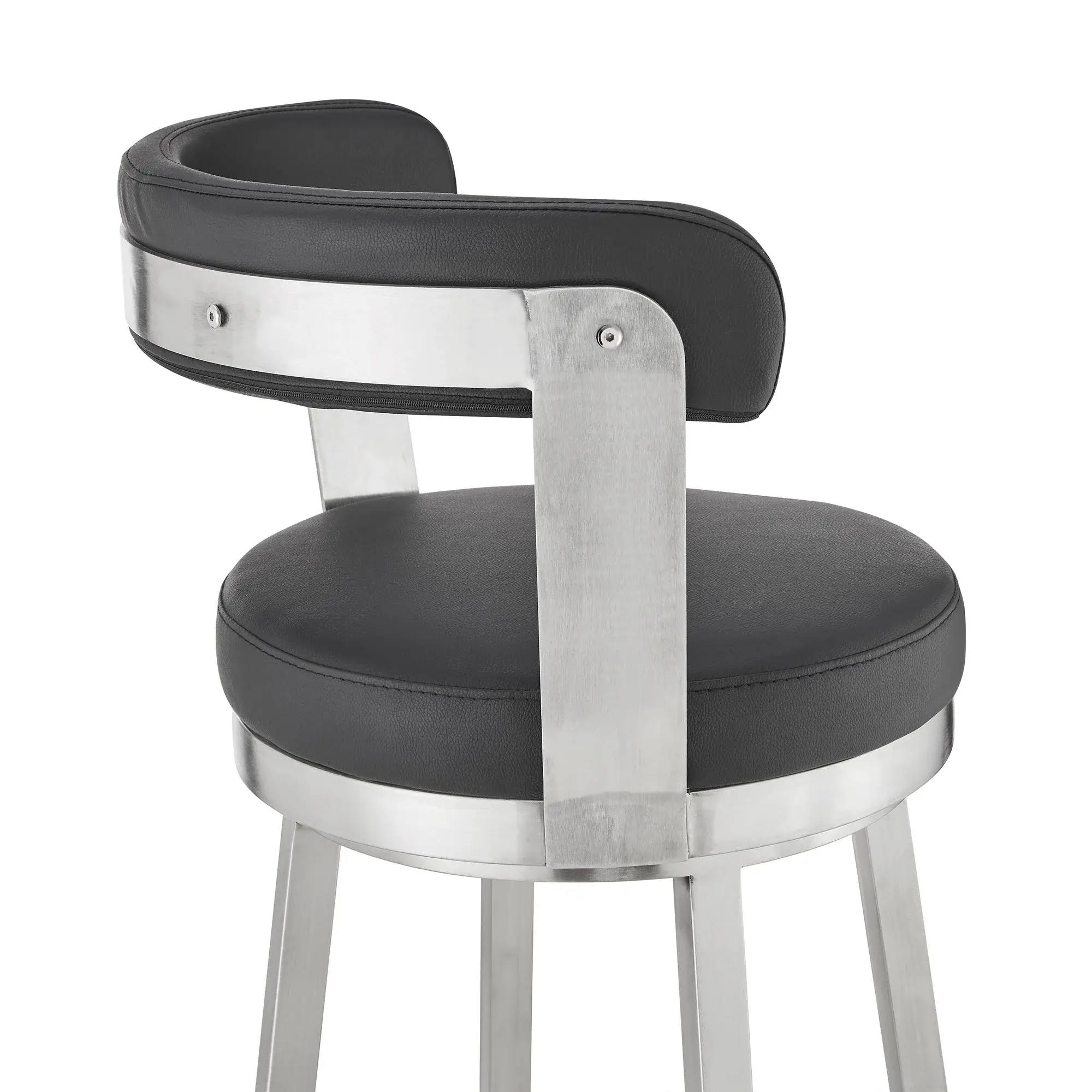 30" Black And Silver Iron Swivel Backless Bar Height Bar Chair - Image 7