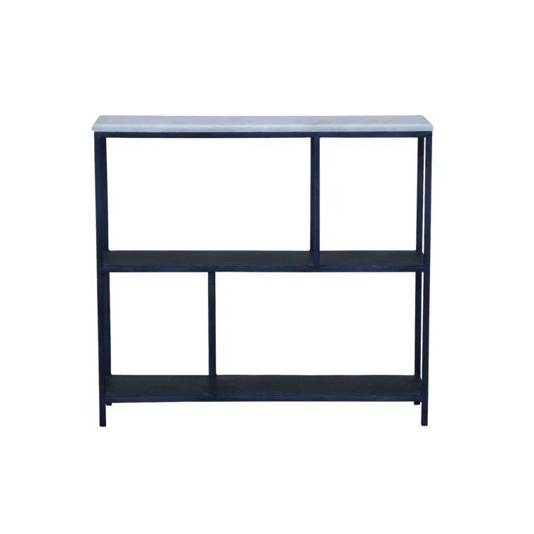 30" Black and White Iron Three Tier Geometric Bookcase - Image 2