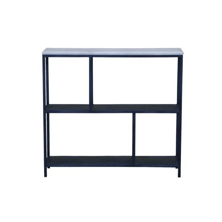 30" Black and White Iron Three Tier Geometric Bookcase - Image 4