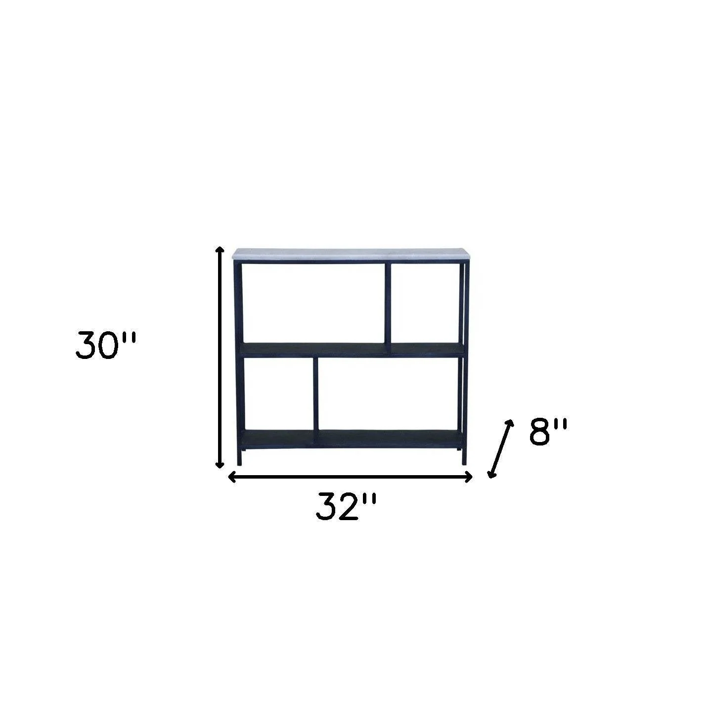30" Black and White Iron Three Tier Geometric Bookcase - Image 5