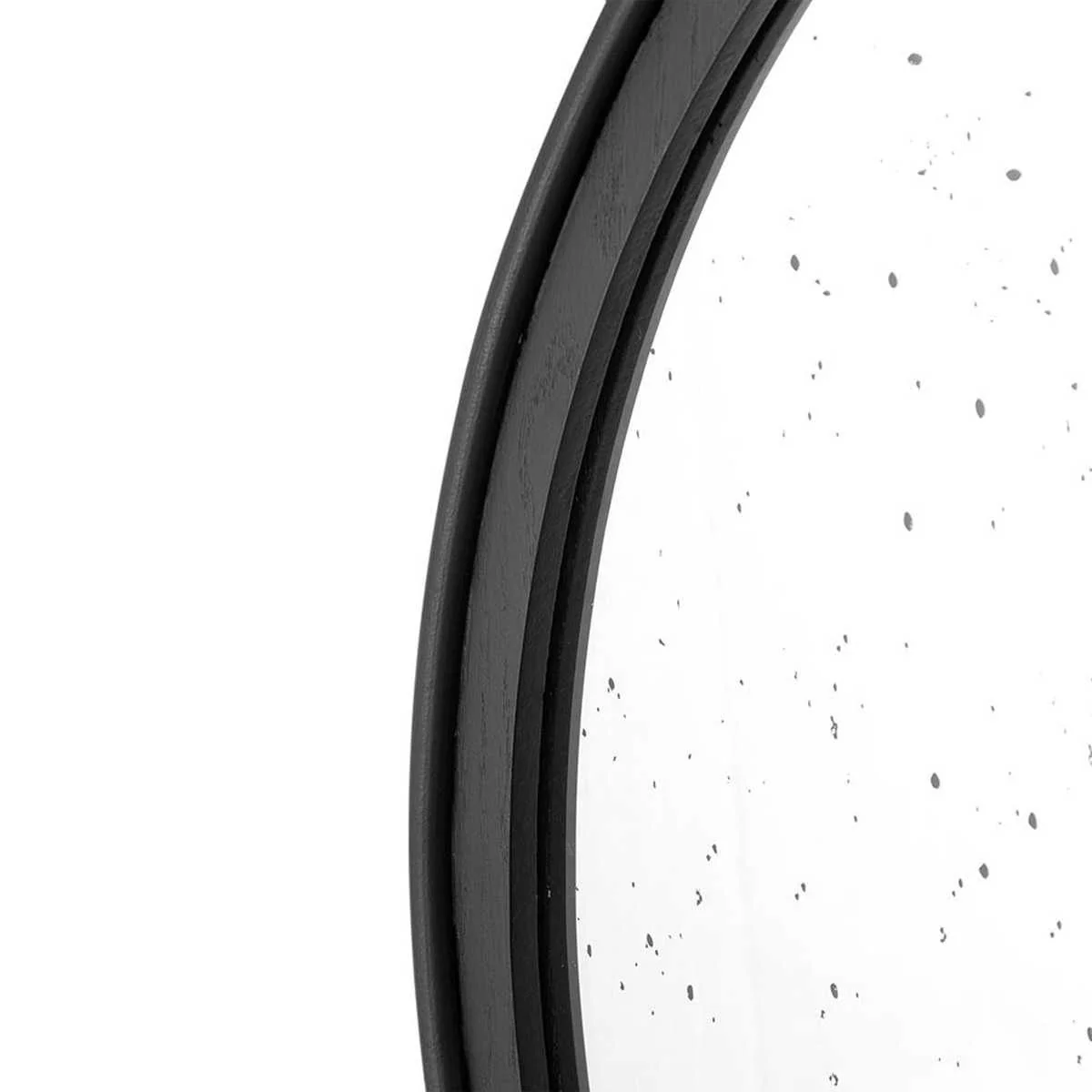 30" Black Crowned Top Antiqued Glass Round Framed Accent Mirror - Image 6