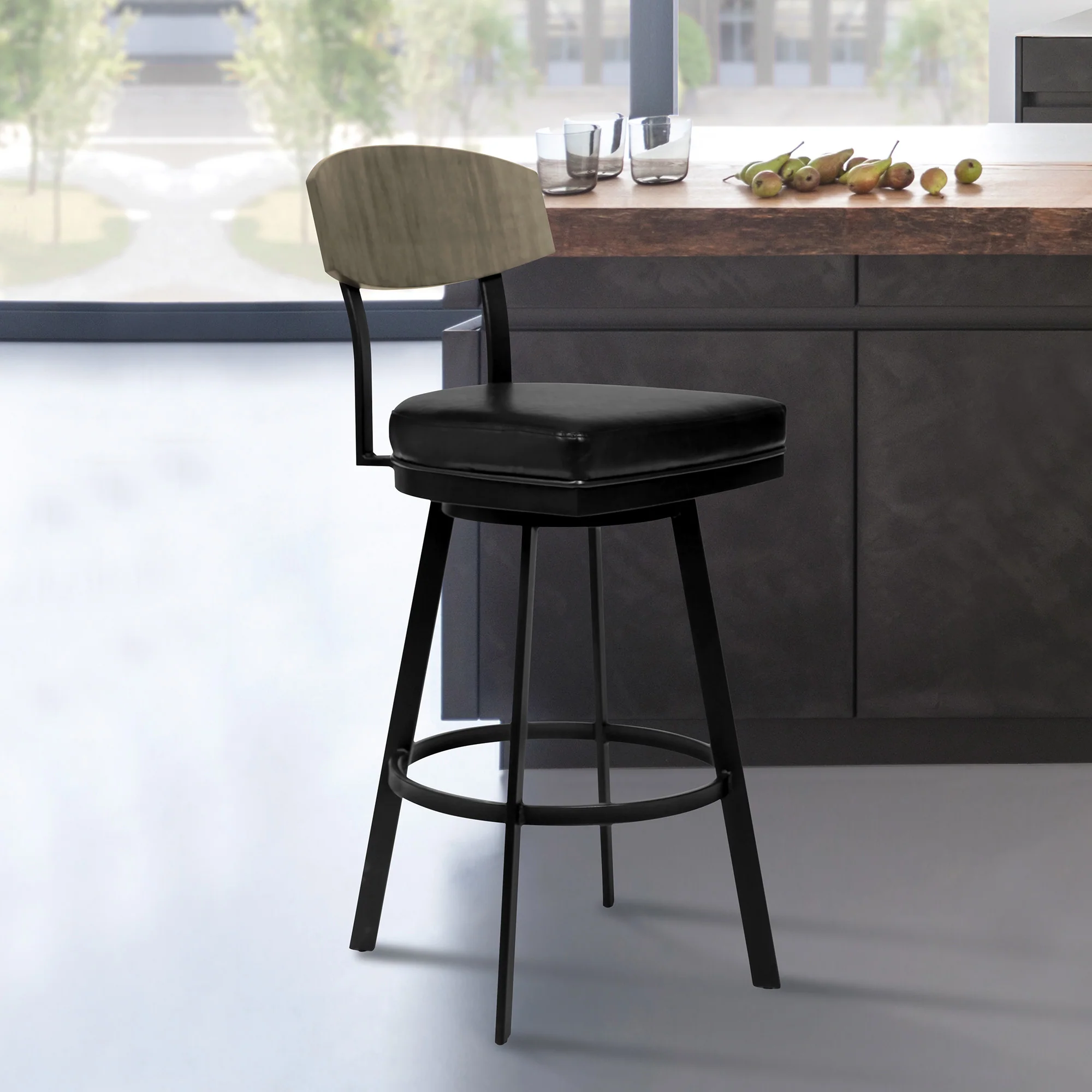 30" Black Iron Bar Height Bar Chair - Image 9