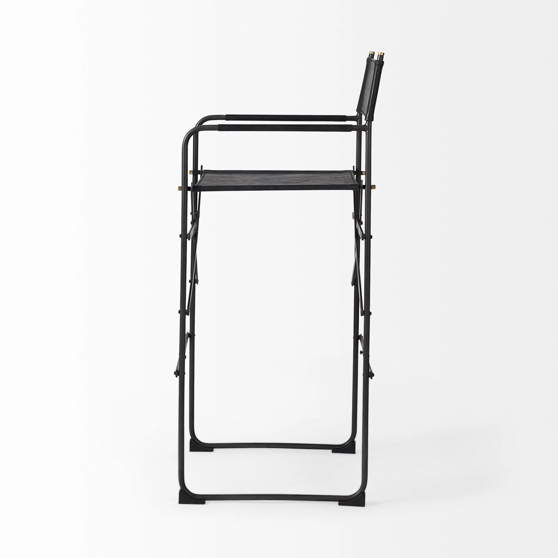 30" Black Leather And Metal Bar Height Bar Chair - Image 4