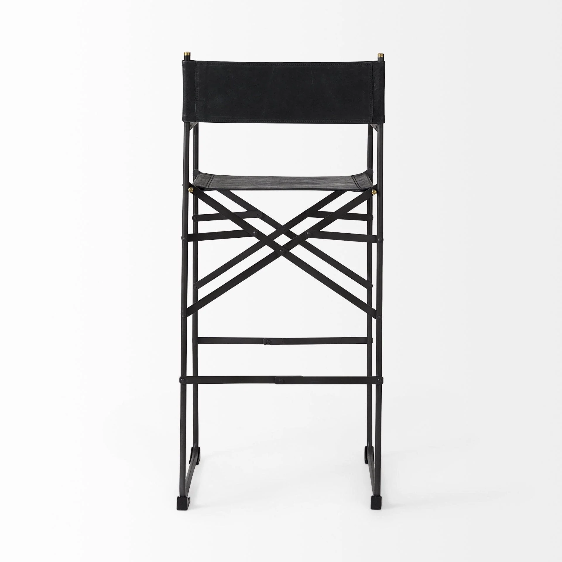 30" Black Leather And Metal Bar Height Bar Chair - Image 5