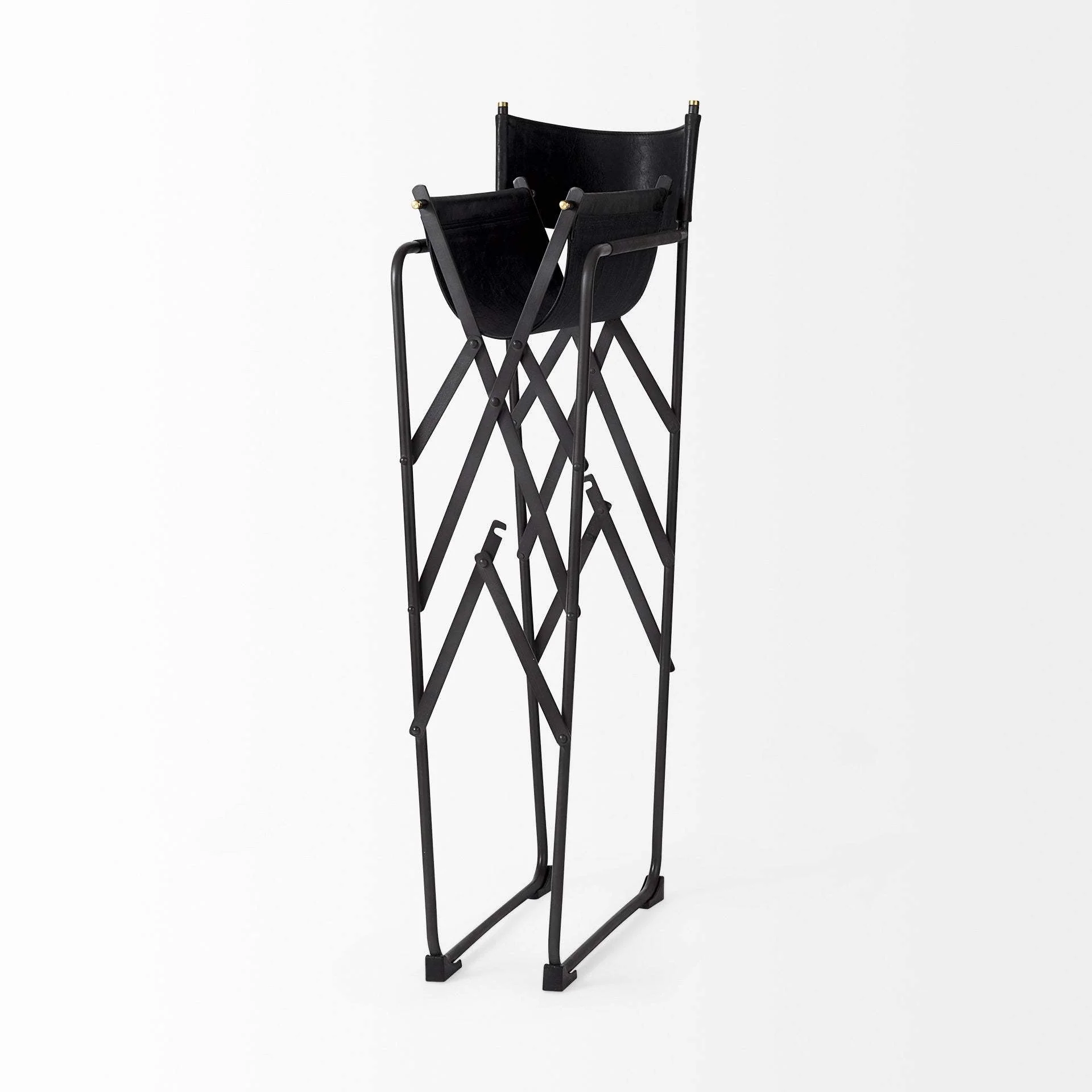 30" Black Leather And Metal Bar Height Bar Chair - Image 7