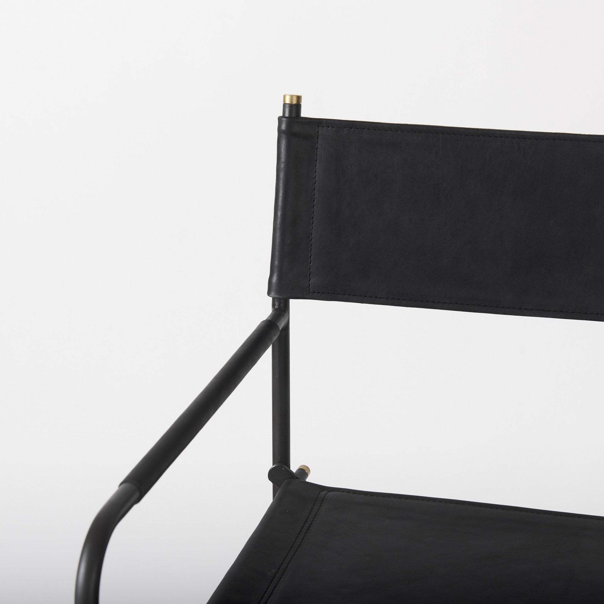 30" Black Leather And Metal Bar Height Bar Chair - Image 8