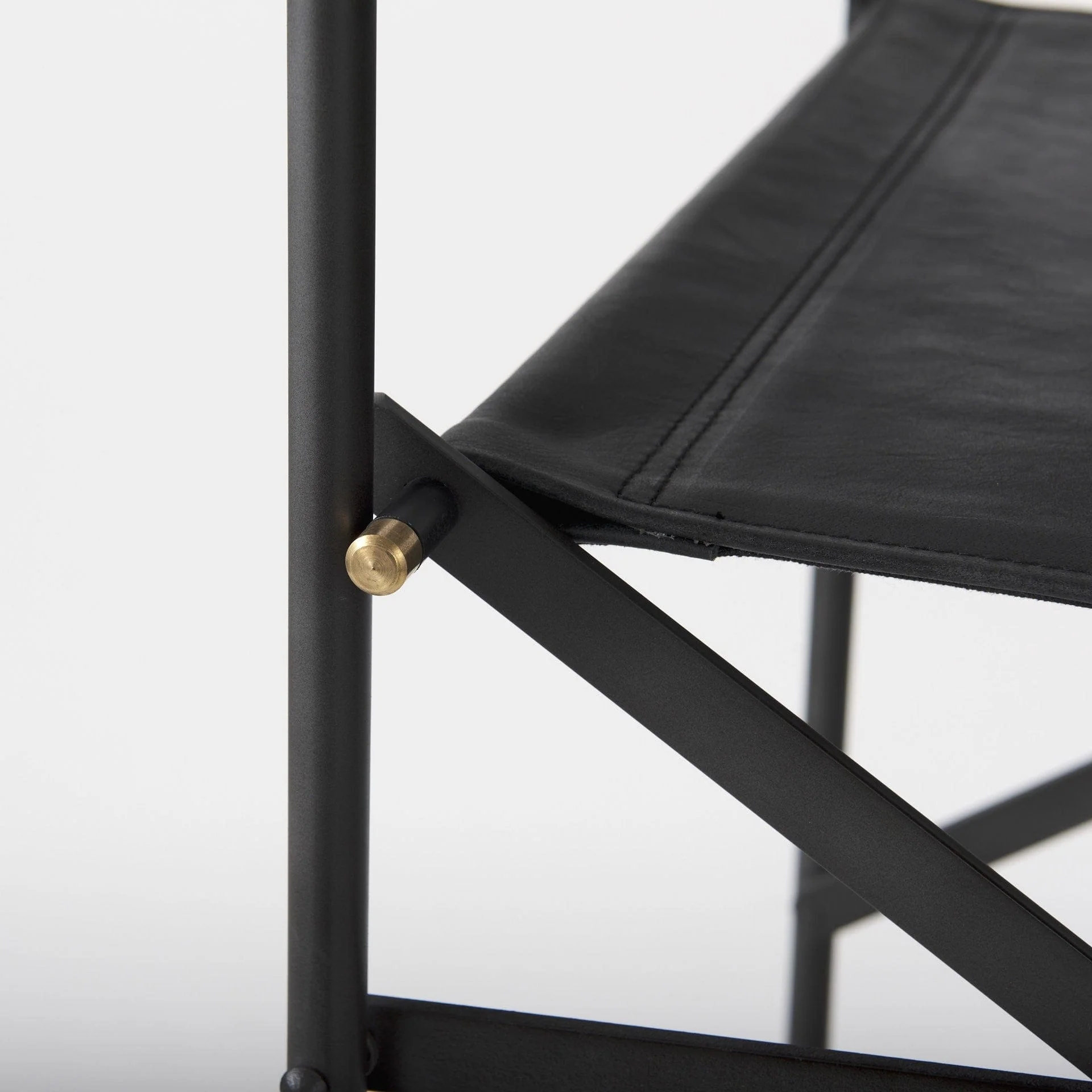 30" Black Leather And Metal Bar Height Bar Chair - Image 9