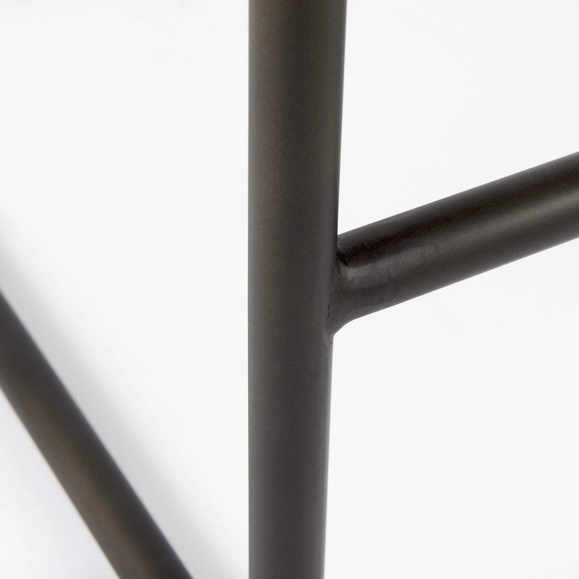 30" Brown And Black Leather And Iron Bar Chair - Image 8