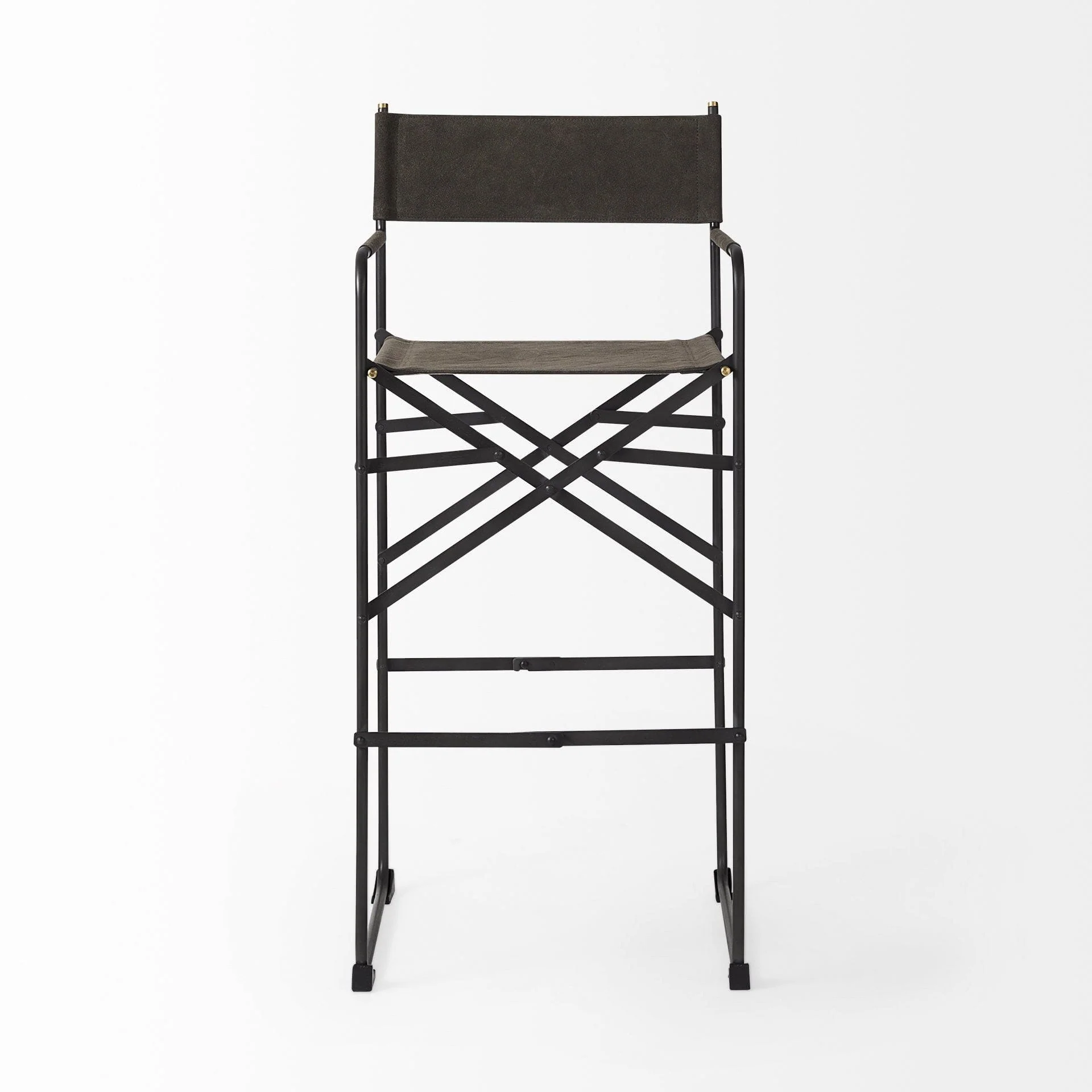 30" Brown And Black Leather And Metal Bar Chair - Image 3