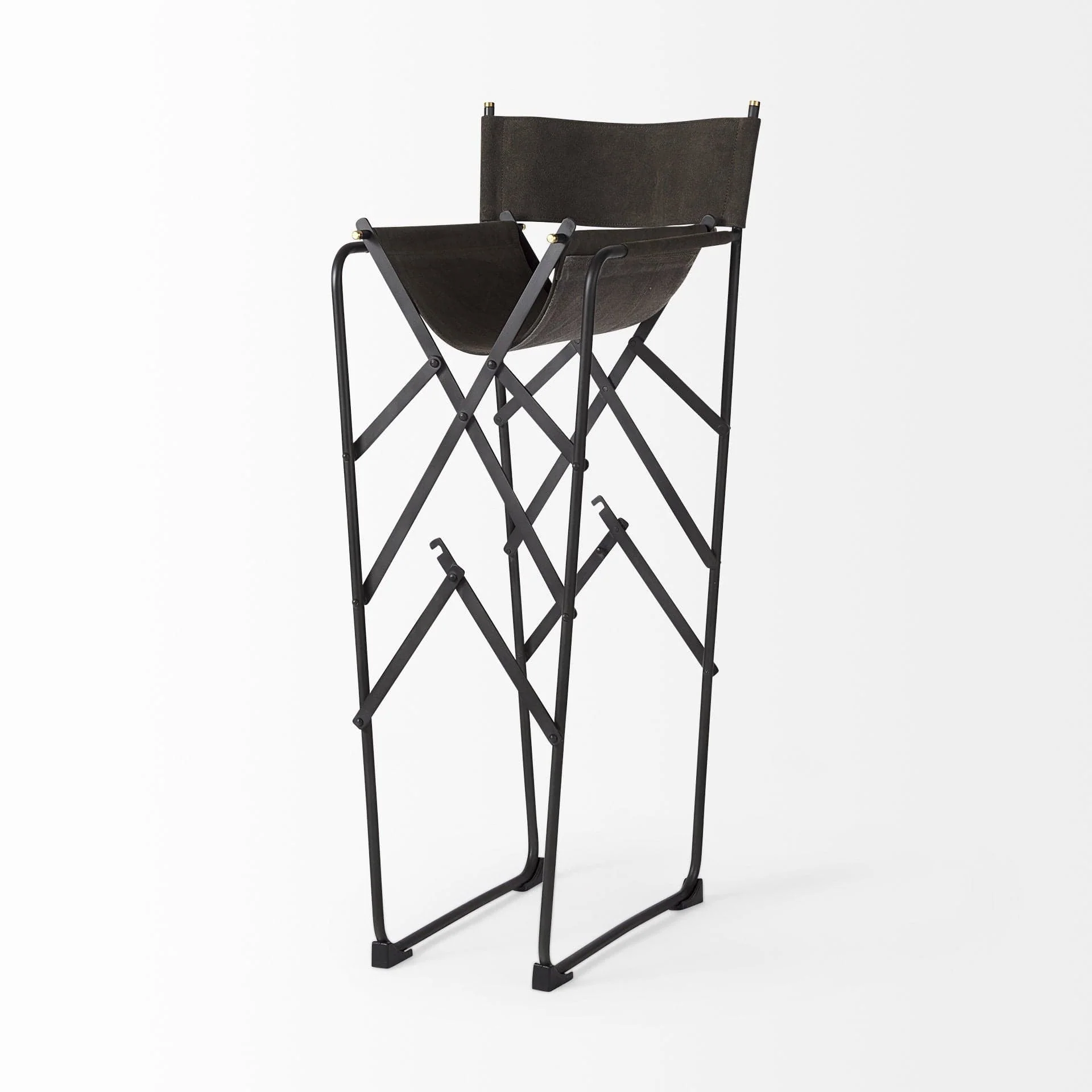 30" Brown And Black Leather And Metal Bar Chair - Image 6