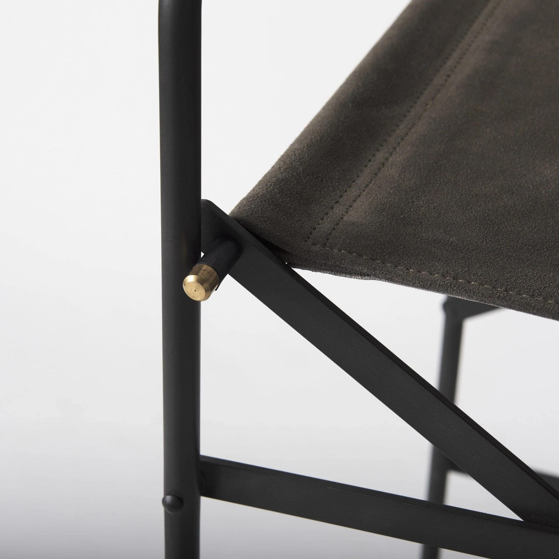 30" Brown And Black Leather And Metal Bar Chair - Image 7
