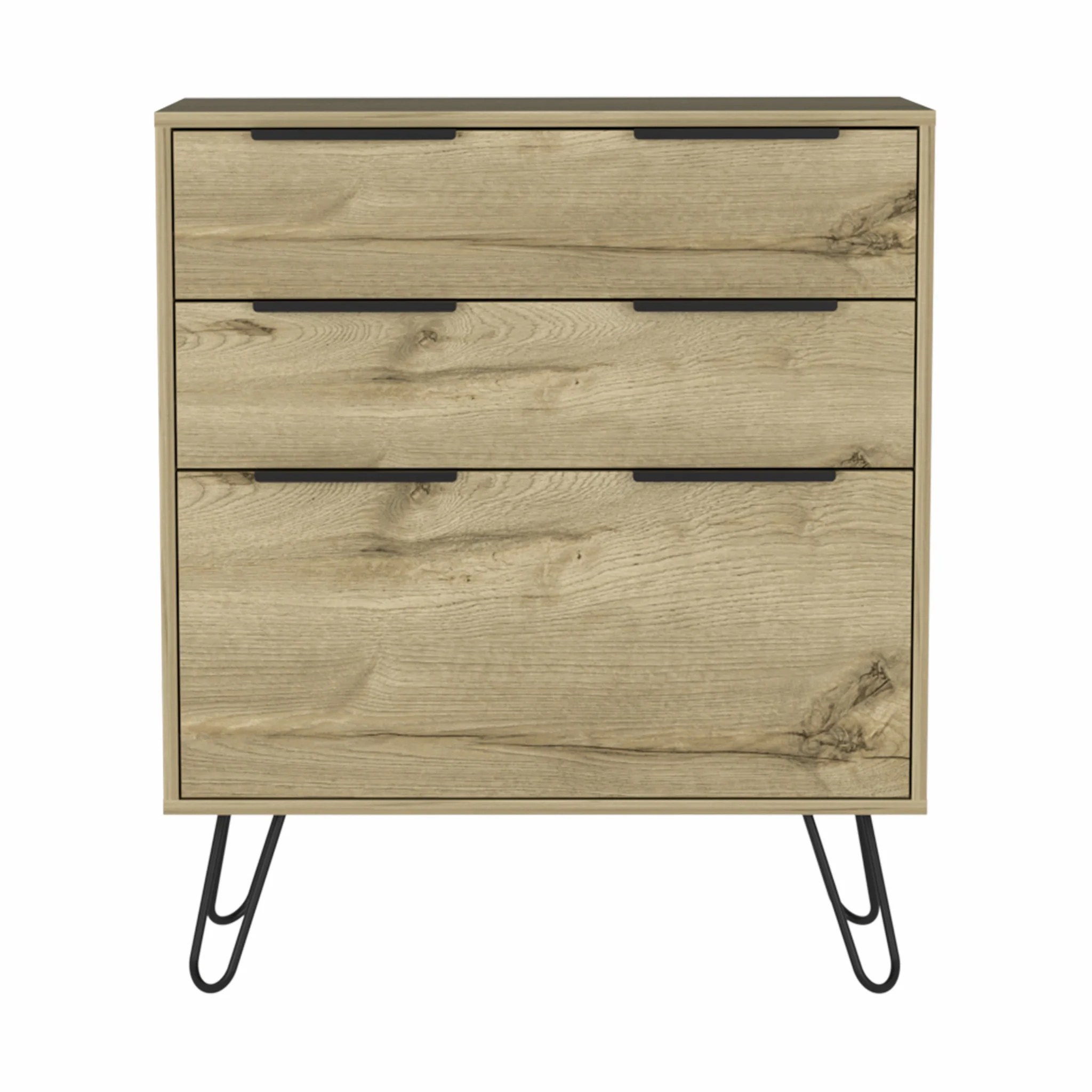 30" Brown and Black Three Drawer Dresser - Image 2