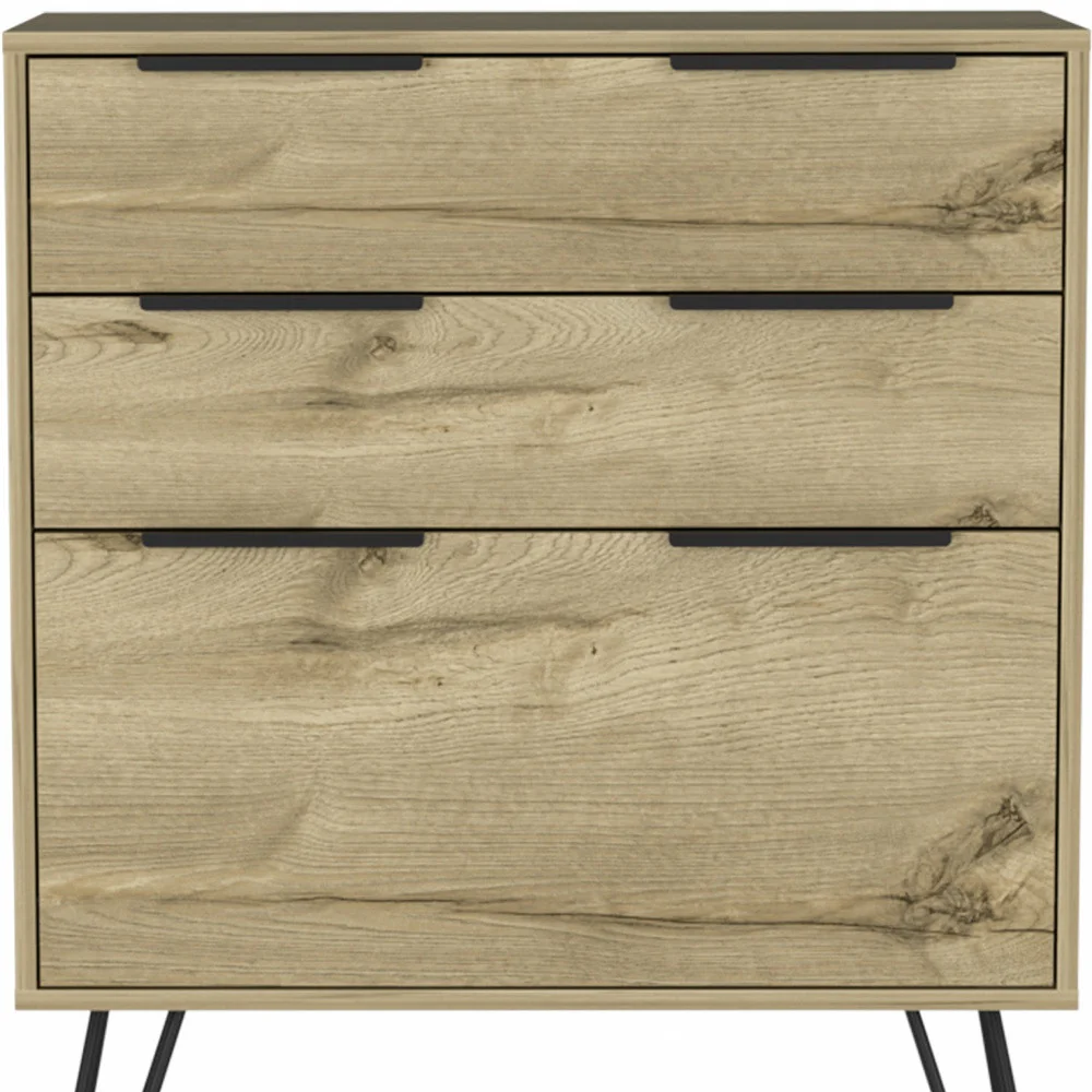 30" Brown and Black Three Drawer Dresser - Image 5