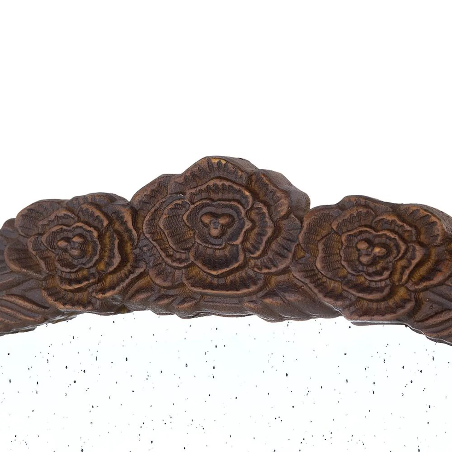 30" Brown Crowned Top Antiqued Glass Framed Accent Mirror - Image 4