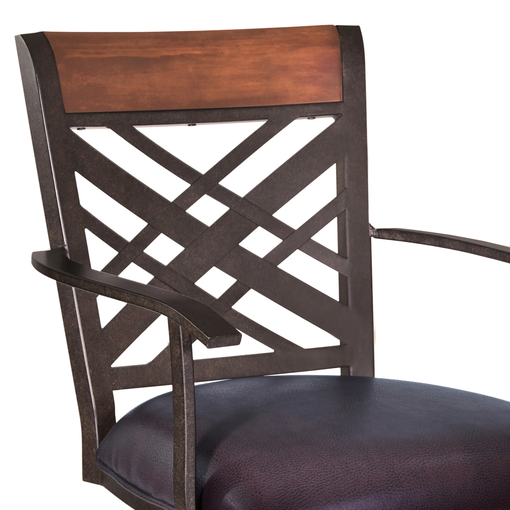 30" Brown Faux Leather And Iron Bar Height Bar Chair - Image 4