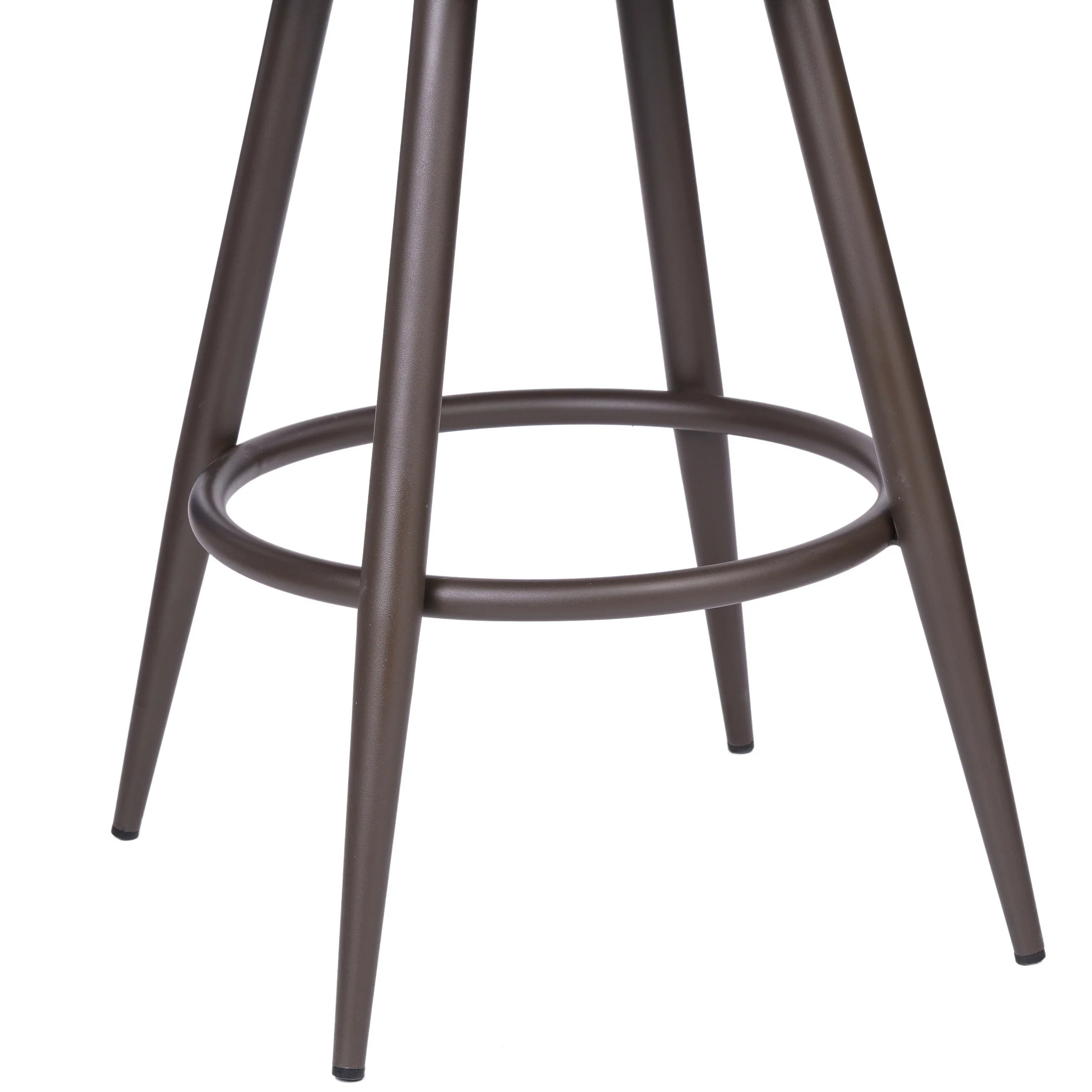 30" Brown Faux Leather And Iron Swivel Bar Height Bar Chair - Image 7
