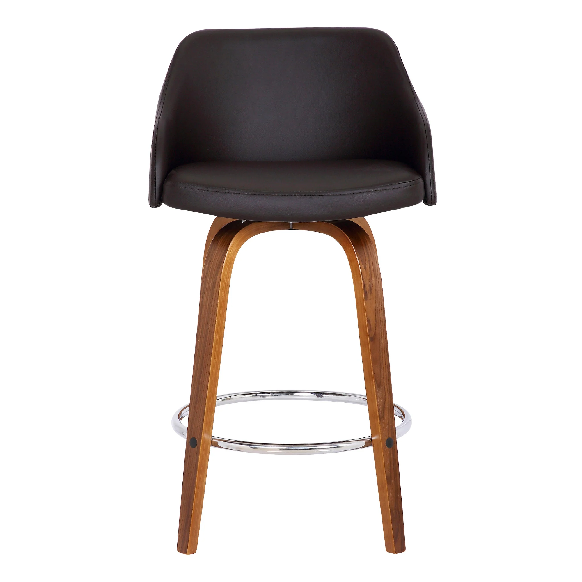 30" Brown Iron Swivel Low Back Bar Height Bar Chair - Image 3