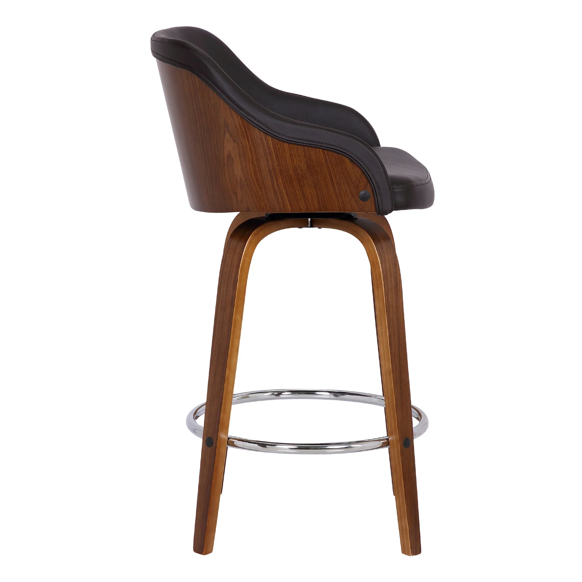 30" Brown Iron Swivel Low Back Bar Height Bar Chair - Image 4